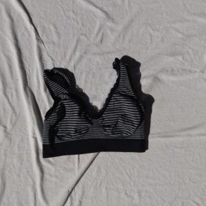 Black and grey striped lace bralette